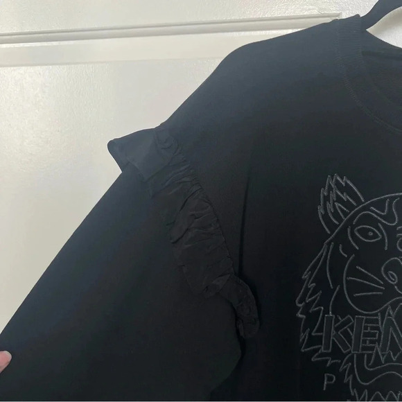 KENZO Black Crewneck with Logo Embroidery - Size S; Like New - Picture 9 of 10